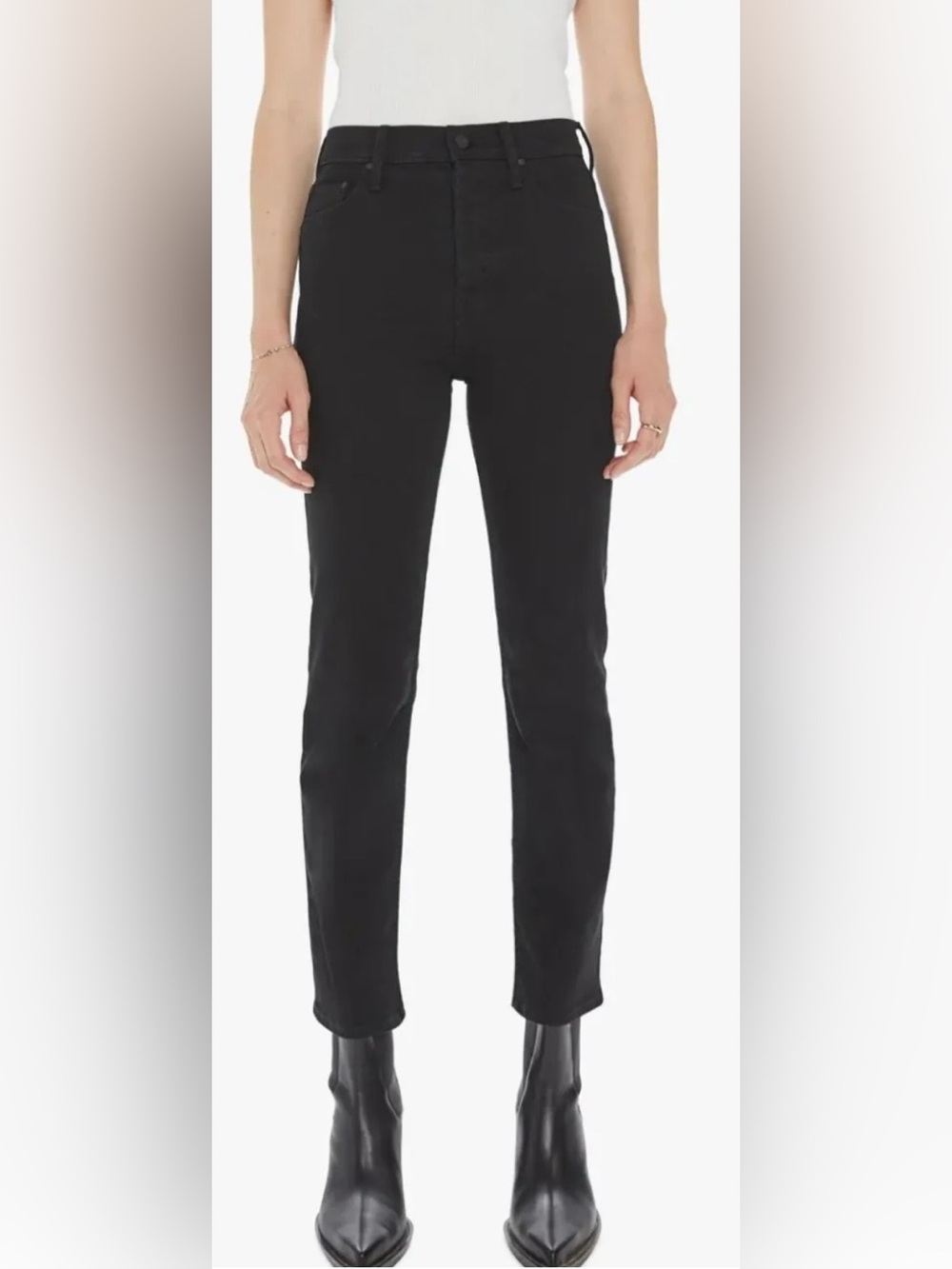 NWOT MOTHER The Tomcat Ankle Jeans Lasting Impression Black Size 25